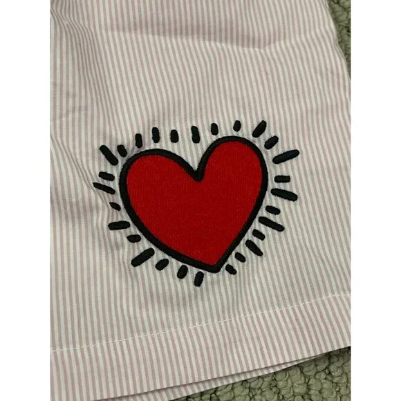Keith Haring Pink Love Tee & Boxer Lounge Pajama Set Large NWT - Picture 7 of 8